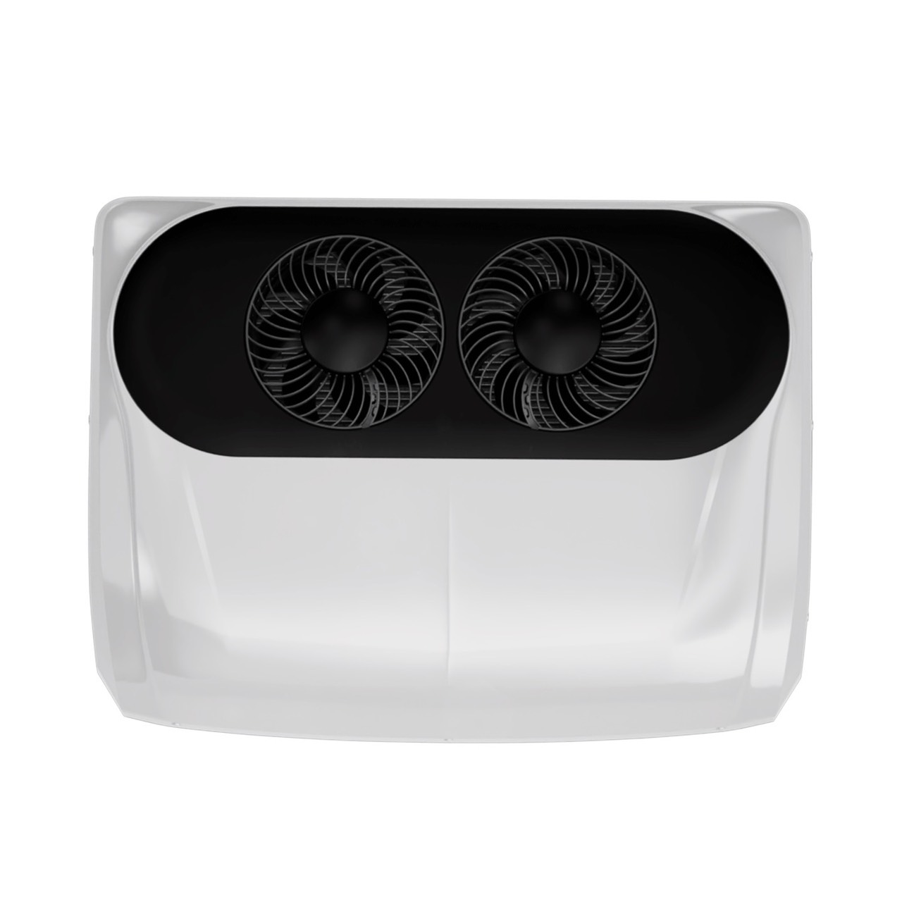AIR CADDIEの提供製品画像。2つのファンとユニットを上から見た形状。